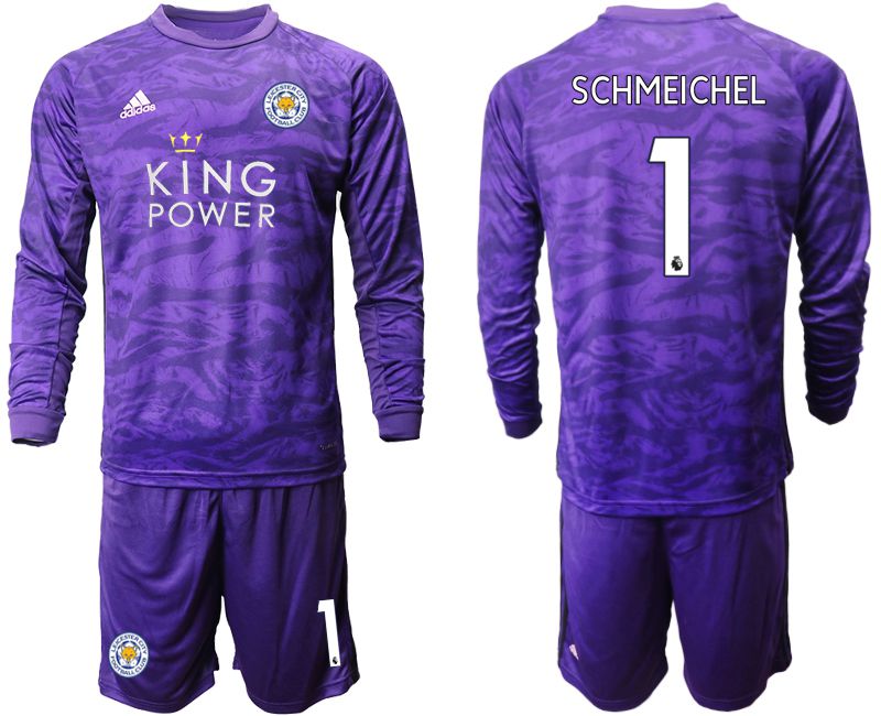Men 2019-2020 club Leicester City purple long sleeved Goalkeeper #1 Soccer Jersey